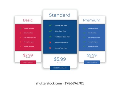 modern comparision plans and pricing template