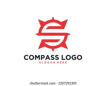 brújula moderna con el logotipo de letra S	
