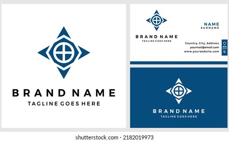 Modern compass logo with business card design