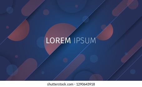 Modern composition of abstract geometric shapes on a blue background with coral spheres. Vector creative illustration. Eps10 - Vector