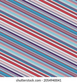 Modern composition of multicolored diagonal lines of different thicknesses. Seamless repeating vector pattern. Great as wrapping paper, background, texture, and any kind of graphic design project.