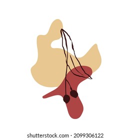 Modern compositions with abstract organic shapes and botanical line drawings. Earthy neutral colors.