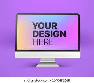 Modern computer with abstract background. Place your design into the screen