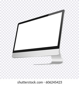 Modern computer blank display isolated on transparent background. Vector mockup. Vector illustration