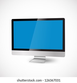 modern computer with blue display