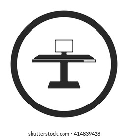 Modern computer desk sign simple icon on  background
