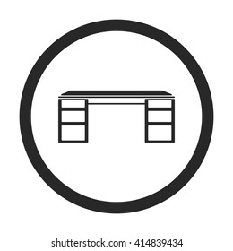 Modern computer desk sign simple icon on  background