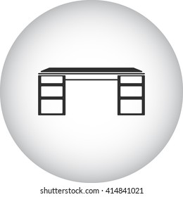 Modern computer desk sign simple icon on  background