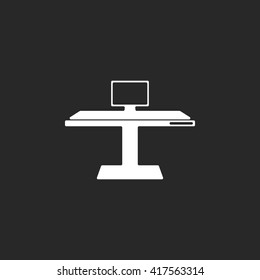 Modern computer desk sign simple icon on  background