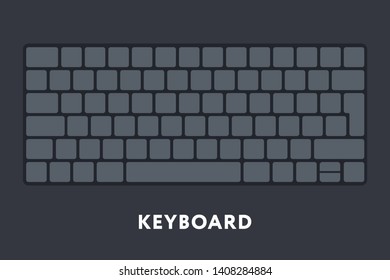 Modern Computer Desktop Laptop Keyboard Keypad. Dark Buttons Keys.