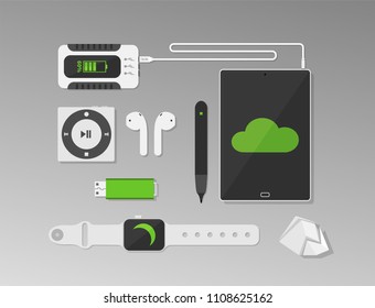 modern computer and device set. vector illustration