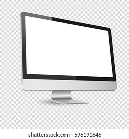 Modern Computer Display Isolated On Transparent Background. Vector Mockup. Vector Illustration