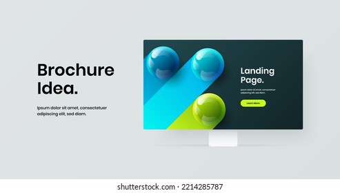 Modern computer display mockup web banner layout. Vivid website screen design vector concept.
