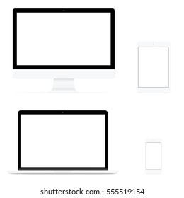 modern computer electronic flat design vector drawing set on white background