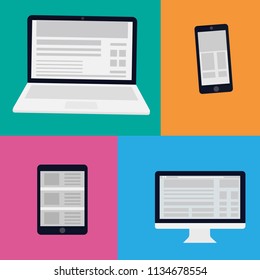 Modern computer gadgets - laptop, tablet, phone and computer