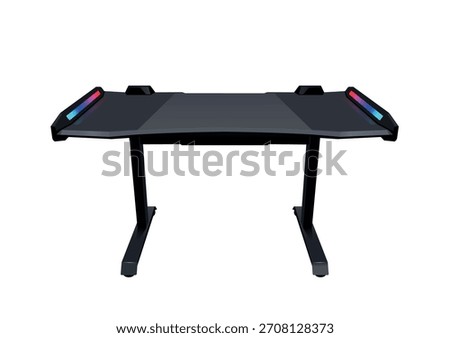 Modern computer gaming desk on white background. Vector realistic 3d illustration