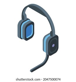 Modernes Computer-Headset-Symbol. Isometrisch zum modernen Computer-Headset Vektorsymbol für Webdesign einzeln auf weißem Hintergrund