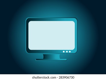 Modern computer icon vector illustration blue neon color design