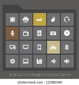 Modern computer icons for mobile devices and contemporary interfaces