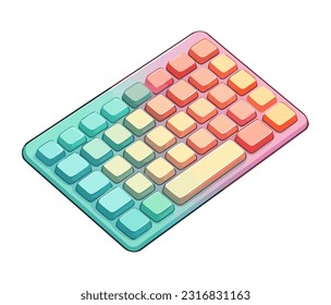 Modern computer keyboard on white background icon isolated