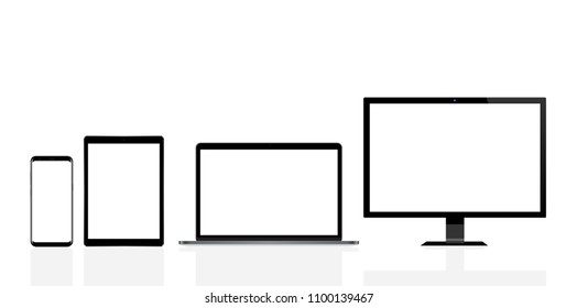 Modern computer, laptop, mobile phone and digital tablet pc - isolated on white
