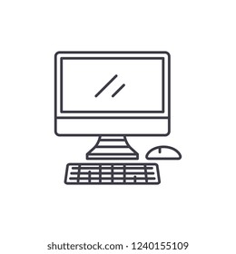 Modern computer line icon concept. Modern computer vector linear illustration, symbol, sign