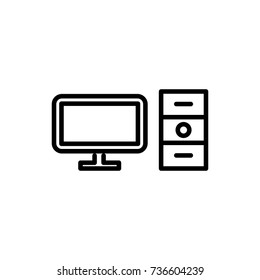Modern computer line icon. Premium pictogram isolated on a white background. Vector illustration. Stroke high quality symbol. Monitor icon in modern line style.