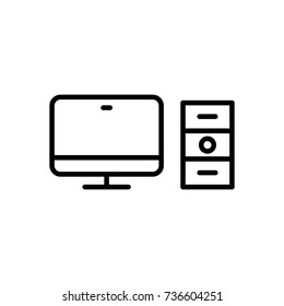 Modern computer line icon. Premium pictogram isolated on a white background. Vector illustration. Stroke high quality symbol. Monitor icon in modern line style.