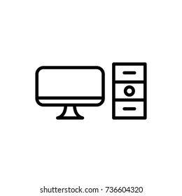 Modern computer line icon. Premium pictogram isolated on a white background. Vector illustration. Stroke high quality symbol. Monitor icon in modern line style.