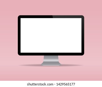 Modern Computer Mockup. Computer Display Isolated On Pastel Color Background.