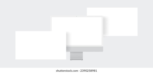 Modern Computer Monitor With Blank Web Screens. Mockup For Showing Web-Design Projects. Vector Illustration