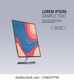modern computer monitor with colored screen realistic mockup gadgets and devices concept copy space vector illustration