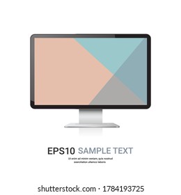 modern computer monitor colored screen realistic mockup gadgets and devices concept copy space vector illustration