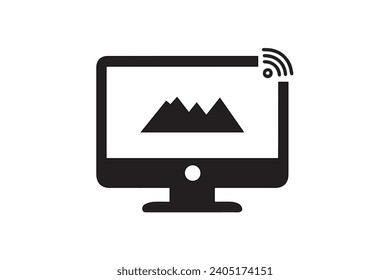 Modern computer Monitor design and line art in vector illustration