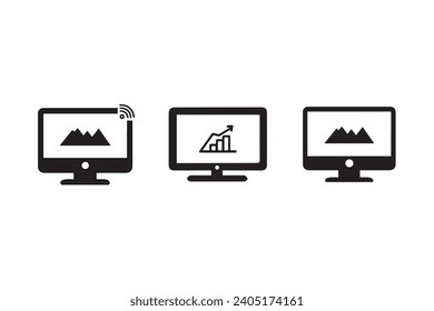 Modern computer Monitor design and line art in vector illustration