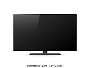 Modern computer monitor display with blank screen isolated on transparent background. Front view. Vector eps10.