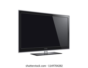 Modern computer monitor display with blank screen isolated on transparent background. Front view. Vector eps10.