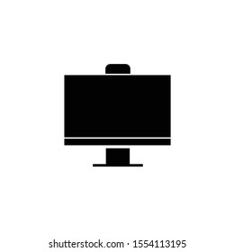 Modern computer monitor display with blank screen isolated on transparent background. Front view. Vector eps10.