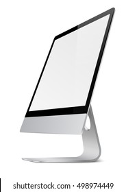 Modern computer monitor display with blank screen and shadows isolated on white background. Vector eps10.