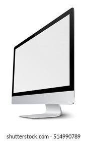Modern computer monitor display with blank screen isolated on white background. Vector eps10.