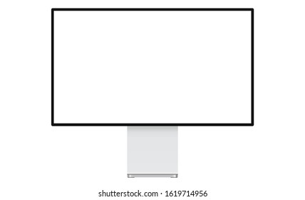 Modern computer monitor mockup isolated on white background front view. Vector illustration