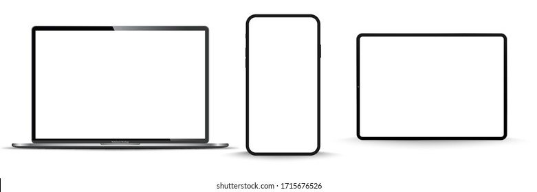 Modern computer monitor mockup isolated on transparent background front view. Vector illustration	