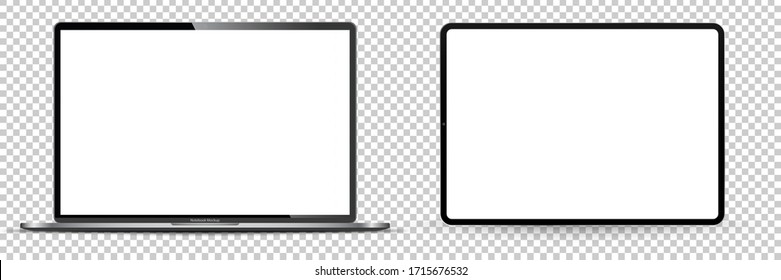 Modern computer monitor mockup isolated on transparent background front view. Vector illustration	