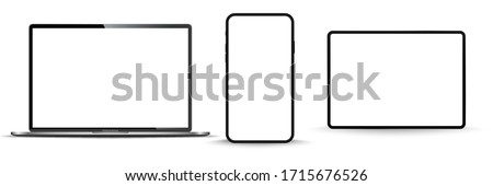 Modern computer monitor mockup isolated on transparent background front view. Vector illustration	