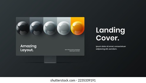 Modern computer monitor mockup site layout. Creative web project design vector template.