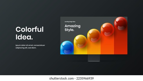 Modern computer monitor mockup web project layout. Clean site vector design template.
