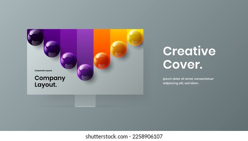 Modern computer monitor mockup web project illustration. Isolated banner vector design layout.