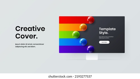 Modern computer monitor mockup website concept. Clean banner design vector illustration.
