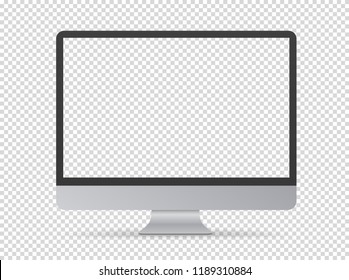 Modern Computer Monitor Vector Mockup. Vector Object Isolated On Transparent Background