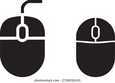 Modern Computer Mouse Silhouettes Icon Set for Technology, Digital Devices, and Computing